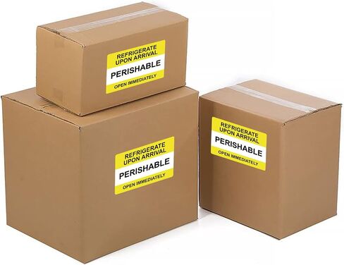 Yellow Self Adhesive Warning Shipping Mailing Labels/Stickers - "PERISHABLE REFRIGERATE Upon Arrival Open Immediately" for Shipping and Packing, 3" Length x 2" Width, Black on Green 250pcs in Saudi Arabia