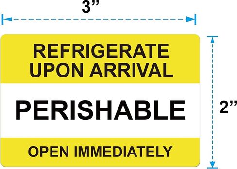 Yellow Self Adhesive Warning Shipping Mailing Labels/Stickers - "PERISHABLE REFRIGERATE Upon Arrival Open Immediately" for Shipping and Packing, 3" Length x 2" Width, Black on Green 250pcs in Saudi Arabia