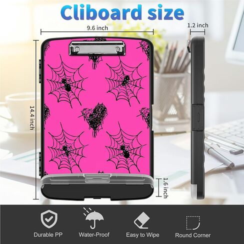Clipboard with Storage, 8.5x11" High Capacity Nursing Clipboards with Pen Holder and Low Profile Clip, A4 Plastic Storage Clipboard for Nurses, Teachers, Lawers, Pink Glitter Cheetah in Saudi Arabia