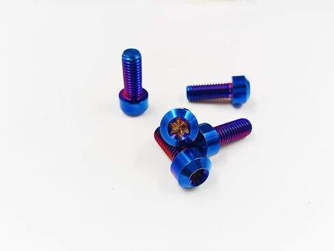 5pcs TC4 Titanium Alloy Anti-Theft Plum Blossom Screws License Plate Bolts Rust-Proof Screw Engine Valve Cover Bolt Dress Up Bolts Mechanical Fastener Body Work Kits (blueing, M6*20mm) in Saudi Arabia