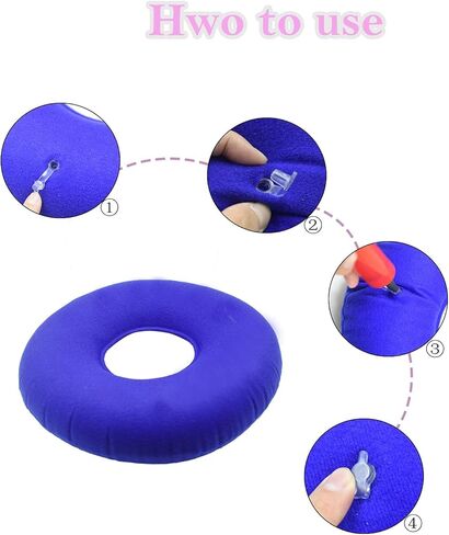 Hemorrhoid Pillow with A Pump, Inflatable Butt Pillow for Tailbone Pain Relief, Coccyx Seat Cushions for Pressure Relief Bed Sores, Prostatitis, Wheelchairs, Postpartum Pregnancy (Blue) in Kuwait