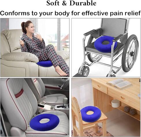 Hemorrhoid Pillow with A Pump, Inflatable Butt Pillow for Tailbone Pain Relief, Coccyx Seat Cushions for Pressure Relief Bed Sores, Prostatitis, Wheelchairs, Postpartum Pregnancy (Blue) in Kuwait