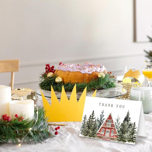 Whaline 36 Packs Christmas Thank You Cards Watercolor Xmas Pine Tree Greeting Cards Winter Forest Blank Note Cards with Envelopes and Stickers for Wedding Birthday Holiday, 4 x 6 Inch in Saudi Arabia