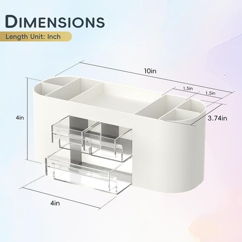 DRQ Desk Organizer with Pencil Pen Holder, 10-Compartment Pen Organizer with 3 Drawers, Plastic Desk Organizers and Accessories for Desktop Organization and Storage, Office Supplies (White) in Saudi Arabia