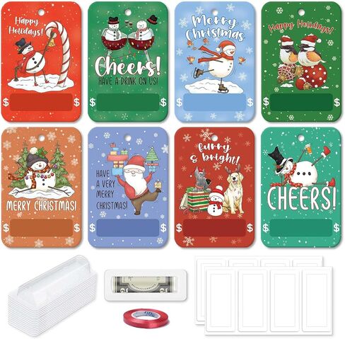 SuperShunhu 8 Pack Christmas Money Holder Cards, Christmas Money Holder Cards for Gifting Cash, Christmas Party Cash Holder Gifts, Christmas Ornament Idea for Kids Friends in Saudi Arabia