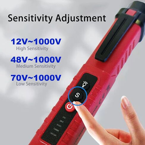 Voltage Tester, Non-Contact Voltage Detector, Electrical Tester, 3 Ranges AC 12V/48V/70V-1000V, Live/Null Wire Tester with Buzzer Alarm and Flashlight, Wire Breakpoint Finder - Orange in Saudi Arabia