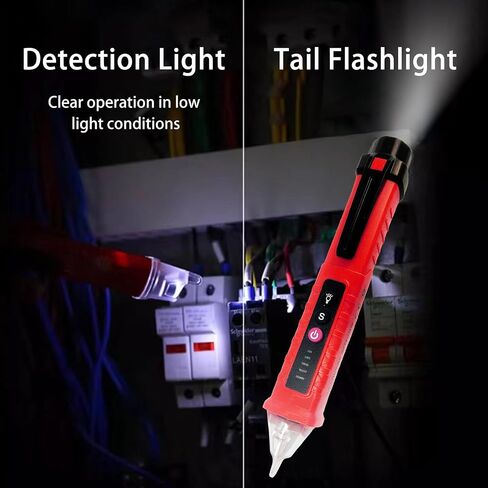 Voltage Tester, Non-Contact Voltage Detector, Electrical Tester, 3 Ranges AC 12V/48V/70V-1000V, Live/Null Wire Tester with Buzzer Alarm and Flashlight, Wire Breakpoint Finder - Orange in Saudi Arabia