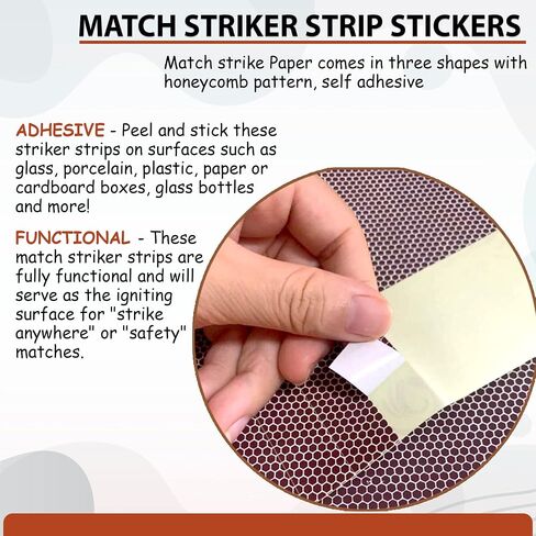 Match Striker Paper with Adhesive, Honeycomb Pattern, Strike Sheets Self- Precut in Strip and Rectangular Shape 24 pcs - Stick to Side of The Jar or Bottom Candle for DIY Projects in Saudi Arabia