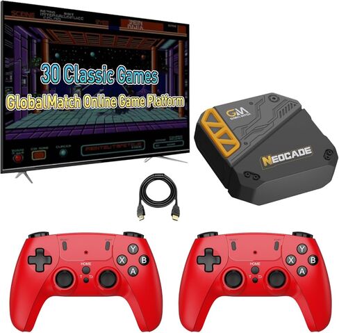 NEOCADE Retro Gaming Console, Built in 30 Classic Officially Licensed Games, Upgraded Plug & Play - TV Video Gaming Console, GlobalMatch Online Game Platform with Dual 2.4G Wireless Controllers in Kuwait