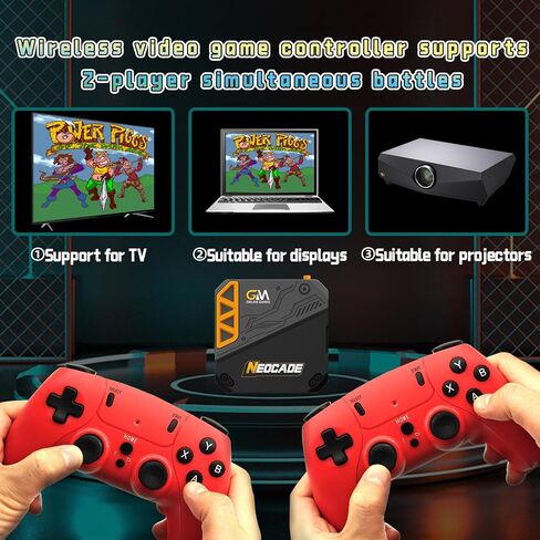 NEOCADE Retro Gaming Console, Built in 30 Classic Officially Licensed Games, Upgraded Plug & Play - TV Video Gaming Console, GlobalMatch Online Game Platform with Dual 2.4G Wireless Controllers in Kuwait