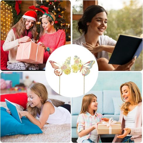 قطعتان من الإشارات المرجعية على شكل فراشة للنساء، علامتان كتابيتان على شكل فراشة معدنية مجوفة، علامات كتاب لطيفة وفريدة من نوعها، إشارات مرجعية هدية مضحكة لمحبي الكتب من النساء، هدايا تقدير المعلم in Saudi Arabia
