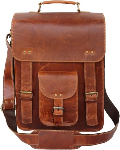 jaald Genuine Leather Messenger Bag Vintage Laptop Crossbody Bag Satchel Man Purse Shoulder Bag for man woman office bag in Kuwait