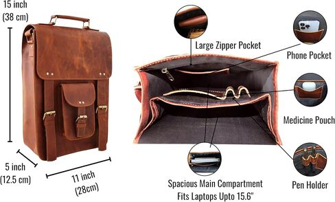 jaald Genuine Leather Messenger Bag Vintage Laptop Crossbody Bag Satchel Man Purse Shoulder Bag for man woman office bag in Kuwait