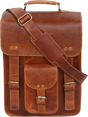 jaald Genuine Leather Messenger Bag Vintage Laptop Crossbody Bag Satchel Man Purse Shoulder Bag for man woman office bag in Kuwait