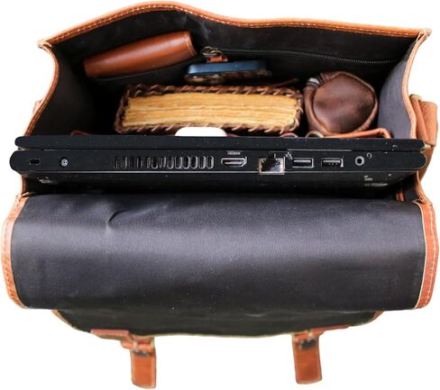 jaald Genuine Leather Messenger Bag Vintage Laptop Crossbody Bag Satchel Man Purse Shoulder Bag for man woman office bag in Kuwait