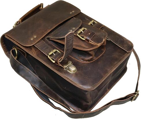 jaald حقيبة ساعي البريد من الجلد الطبيعي حقيبة كمبيوتر محمول عتيقة حقيبة كروس حقيبة رجل محفظة حقيبة كتف للرجل والمرأة حقيبة مكتب in Kuwait