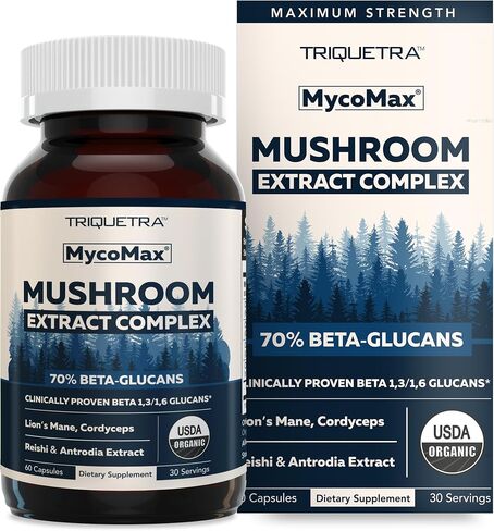 مكمل MycoMax Lions Mane - 70% بيتا جلوكان، مستخلص عرف الأسد العضوي ذو الفعالية القصوى، مستخلص بالموجات فوق الصوتية - 500 مجم - يدعم الوضوح العقلي والتركيز والذاكرة - 60 كبسولة in Kuwait
