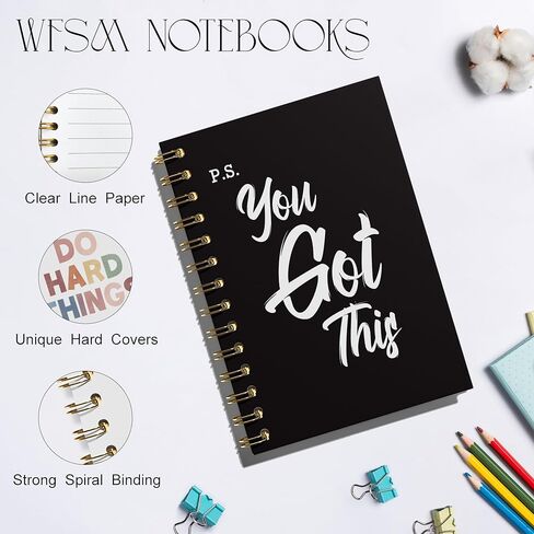 You Got This Spiral Notebook, Inspirational Notebooks for Women Men, Motivational Journal, Black Hardcover Spiral Notebooks for Work Note Taking, Employee Gifts Notrbooks, 5.5x8.3 in Kuwait
