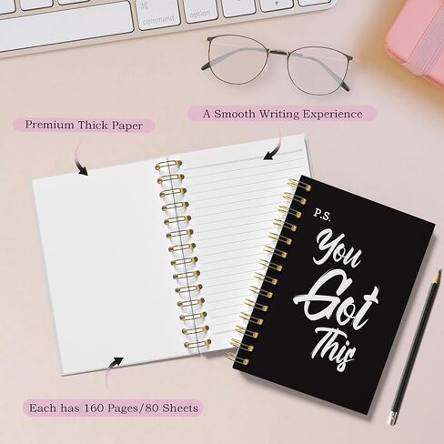 You Got This Spiral Notebook, Inspirational Notebooks for Women Men, Motivational Journal, Black Hardcover Spiral Notebooks for Work Note Taking, Employee Gifts Notrbooks, 5.5x8.3 in Kuwait
