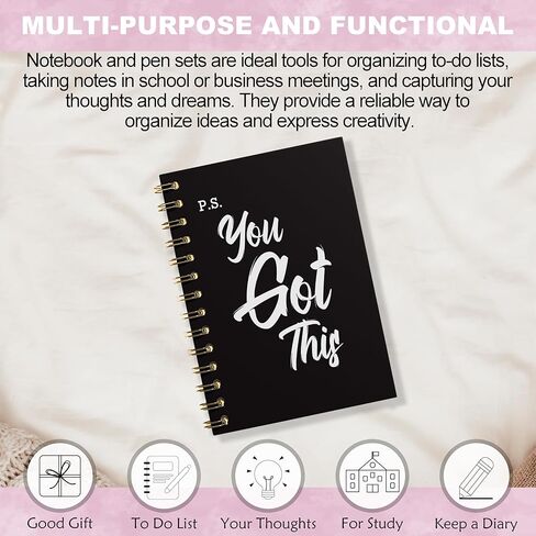 You Got This Spiral Notebook, Inspirational Notebooks for Women Men, Motivational Journal, Black Hardcover Spiral Notebooks for Work Note Taking, Employee Gifts Notrbooks, 5.5x8.3 in Kuwait