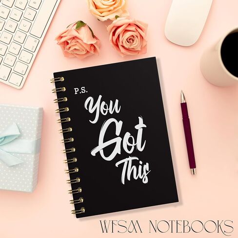 You Got This Spiral Notebook, Inspirational Notebooks for Women Men, Motivational Journal, Black Hardcover Spiral Notebooks for Work Note Taking, Employee Gifts Notrbooks, 5.5x8.3 in Kuwait