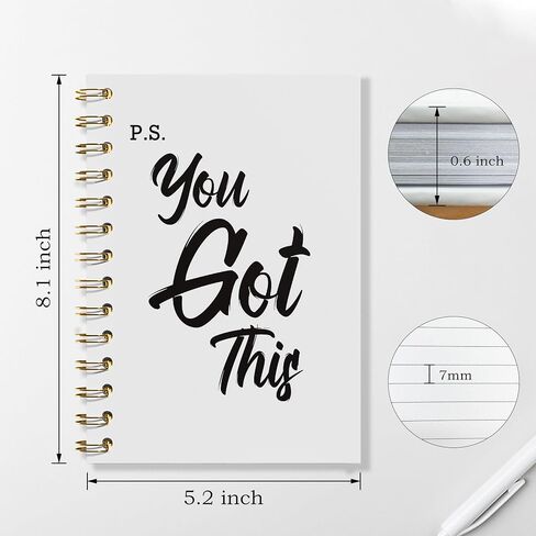 You Got This Spiral Notebook, Inspirational Notebooks for Women Men, Motivational Journal, Black Hardcover Spiral Notebooks for Work Note Taking, Employee Gifts Notrbooks, 5.5x8.3 in Kuwait