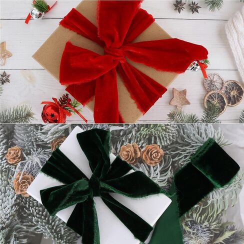 2 Rolls Brown Velvet Ribbon 3 Inch Handmade Fringe Frayed Silk Velvet Ribbon Raw Edge Silk Velvet Ribbon for Wreaths Flower Bouquet Dress Sash Baby Shower Wedding Decor - 6 Yards in Saudi Arabia