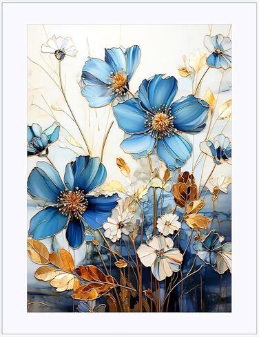 LLOUSSAK Floral Diamond Art Kits for Adults, 5D Diamond Art Flowers Painting Kit, Floral Crystal Art Kits for Beginners, Full Round Drill Diamond Art Paintings for Home Wall Decor Craft (14.7"×12") in Saudi Arabia