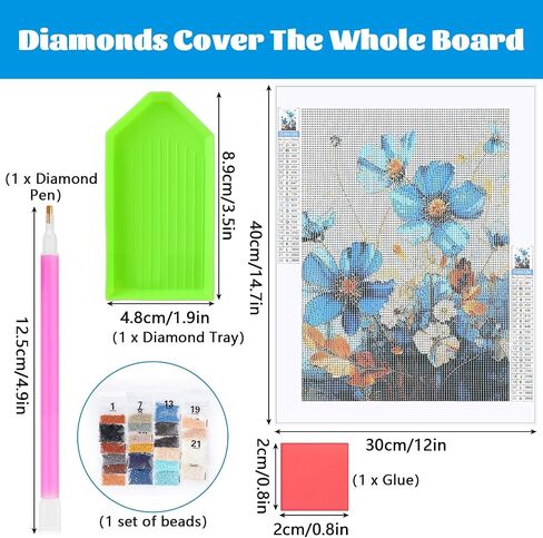 LLOUSSAK Floral Diamond Art Kits for Adults, 5D Diamond Art Flowers Painting Kit, Floral Crystal Art Kits for Beginners, Full Round Drill Diamond Art Paintings for Home Wall Decor Craft (14.7"×12") in Saudi Arabia