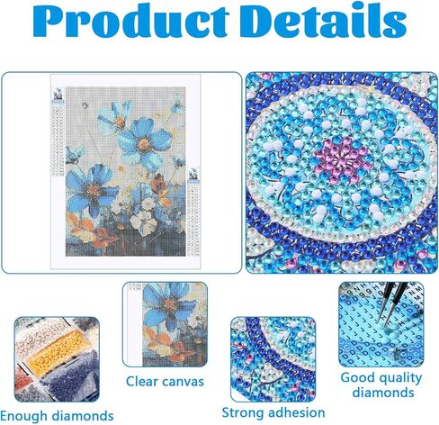 LLOUSSAK Floral Diamond Art Kits for Adults, 5D Diamond Art Flowers Painting Kit, Floral Crystal Art Kits for Beginners, Full Round Drill Diamond Art Paintings for Home Wall Decor Craft (14.7"×12") in Saudi Arabia