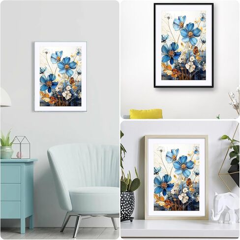 LLOUSSAK Floral Diamond Art Kits for Adults, 5D Diamond Art Flowers Painting Kit, Floral Crystal Art Kits for Beginners, Full Round Drill Diamond Art Paintings for Home Wall Decor Craft (14.7"×12") in Saudi Arabia
