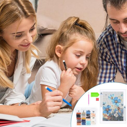 LLOUSSAK Floral Diamond Art Kits for Adults, 5D Diamond Art Flowers Painting Kit, Floral Crystal Art Kits for Beginners, Full Round Drill Diamond Art Paintings for Home Wall Decor Craft (14.7"×12") in Saudi Arabia