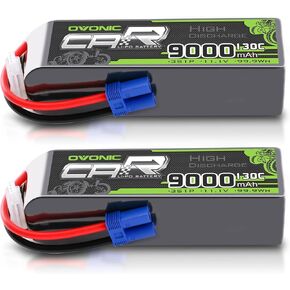 OVONIC 3S LiPo Battery 9000mAh 11.1V 130C RC Battery with EC5 Connector (2 Pack)