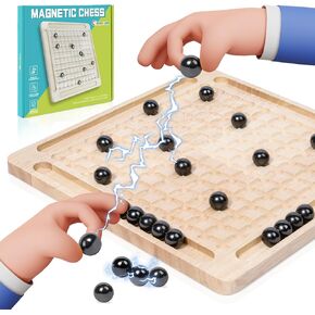 Magnetic Induction Chess Game Set, Commodum 2025 New Table Top Magnet Chess Game, Magnetic Rocks Game Puzzle Toy Family Party Strategy Game for Kids Adults, Magnet Chess Game Board with Stones