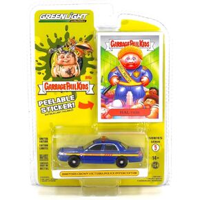 Collectibles Greenlight 54090-C Garbage Pail Kids Series 5 - Hal Pass - 2008 Crown Victoria Police Interceptor - Junior High Security Guard 1:64 Scale Diecast with Collector Sticker Card