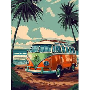 Beaudio Landscape Series Diamond Painting Kits for Adults- Car on Riverside and Sunrise on Mmountain - DIY Round Full Drill 5D Diamond Art for Home Wall Decor (11.8x15.7inch)