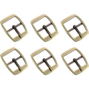 uxcell Metal Roller Buckle, 6Pcs 0.75" Single Prong Belt Buckle Square Center Bar Buckles for Leather Craft Accessories Belt, Bronze