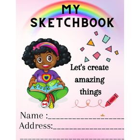 Cute African American Drawing/Sketchbook, 8.5x11 100 pages for girls