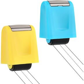 2pcs Dashed Handwriting Lines Practice Roller Stamps Self Inking Dotted Line Rolling Stamp Teacher Stamps for Students Kids Classroom Office Home Handwriting Practice (Yellow, Blue)