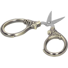 Acouto Stainless Steel Sewing Scissors Portable Thread Embroidery Tailor Handicraft Scissors Antique Copper (Green Patina)