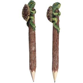 2 Pcs Wooden Turtle Pencils Hand Carved Sea Animal Life Cute Creative Stationery Twig Wood Pencils School & Office Supplies Unique Handmade Fun Pencil for Children, Family and Gift for Kids
