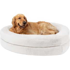 Sherry Kline 36-Inch Heart Shape Pet Bed Ivory: Ideal for Small Breeds Durable & Long Lasting Faux Fur with Easily Removable & Machine-Washable Covers Comfort for Your Furry Companion