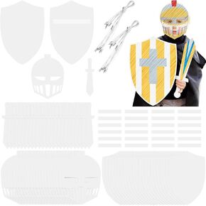 Mooliwe 72 Pcs DIY Knight Play Set Includes Blank Cardboard Shields and Swords Color Your Own Knight Mask with Handles for Painting Gift Knight Crafts Play Castle Activities