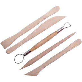 YYaaloa 5pcs Set Wood Crafts Clay Modeling Tool Pottery Carving Tools Shaping and Sculpting for Ceramics Clay Pottery (Wood -5pcs)