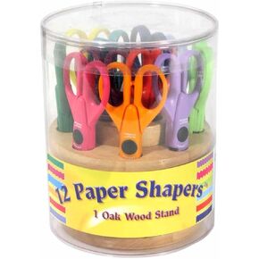 Hygloss Armada Paper Shapers 12 مقصًا للزينة مع حامل من خشب البلوط، المجموعة الأصلية، متنوعة