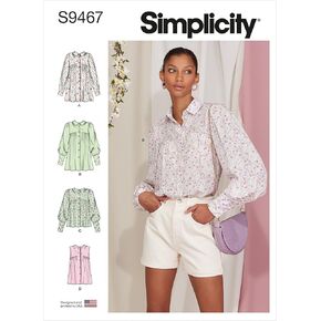 مجموعة أنماط خياطة بلوزة Simplicity Misses، كود S9467، المقاسات 14-16-18-20-22، متعددة الألوان