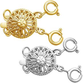 Necklace Layering Clasps，Multi-Strand Necklace Clasps, Gold and Silver Connectors for Layered Look (2gold+3gold)