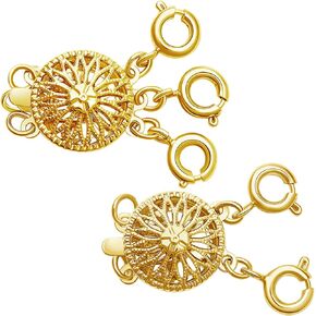 Necklace Layering Clasps，Multi-Strand Necklace Clasps, Gold and Silver Connectors for Layered Look (2gold+3gold)