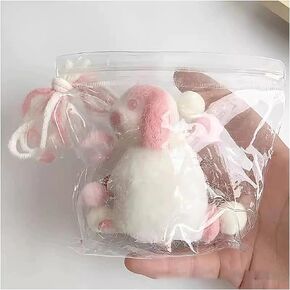 Taba Squishy,Stress Ball,Kawaii Squishies PVC Toys, Stress Relieving Fur Ball OPP Packaging Gifts|Squishy Fidget Toys for Anxiety&Relaxation|Perfect Desk Accessory for Adults (Pink Rabbit)