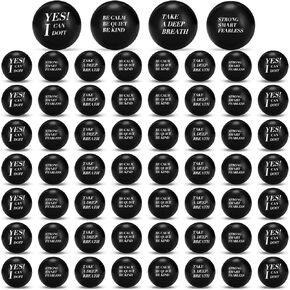 Libima 60 Pcs Motivational Stress Balls Foam Balls Inspirational Anxiety Relief Balls Hand Exercise Stress Balls Fidget Toys for Kids Students Adult Relieve Encouraging (Black)